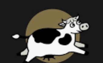 Playful leaping cow brand accent